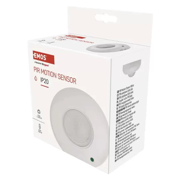 EMOS Čidlo pohybu PIR BÍLÁ 1200W IP20 G1130