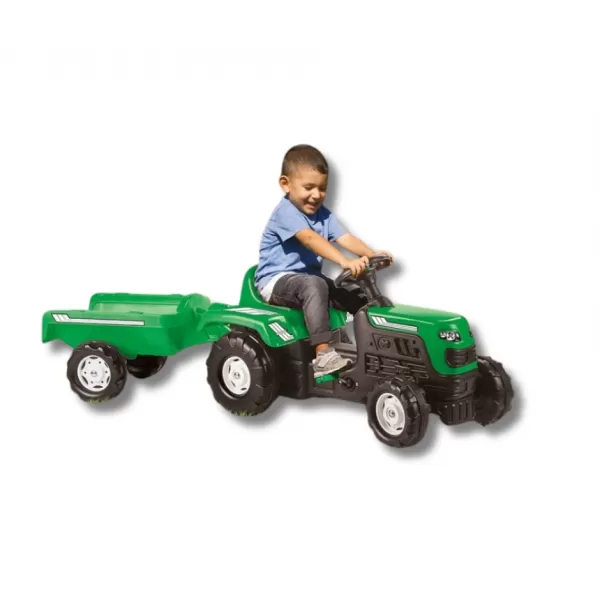 Šlapací traktor Ranchero s vlečkou, zelený