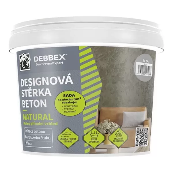 DENB Designová stěrka BETON | NATURAL odst. šedá 5kg SADA - NOVINKA