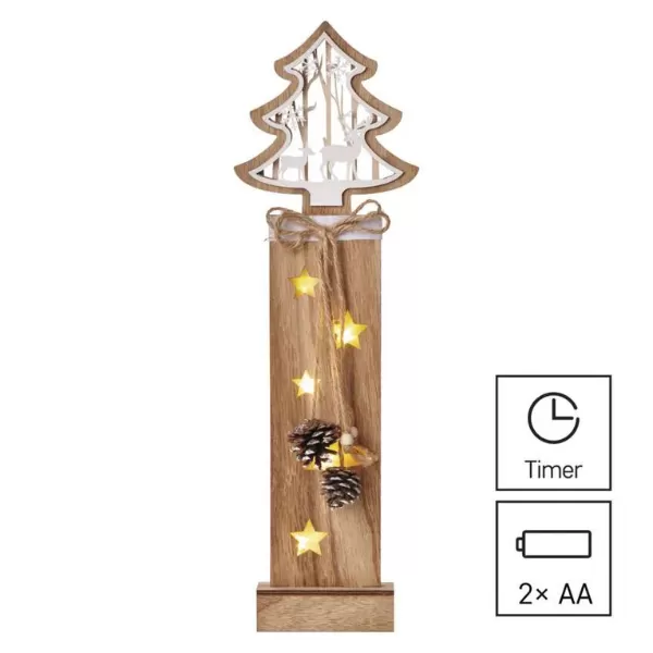 EMOS DCTW03 5LED XMAS WOOD TREE 2AA T WW-dekorace strom dřevěný