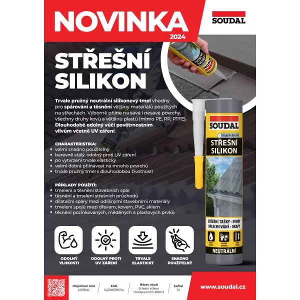 SOUDAL Silikon střešní transparentní 280ml