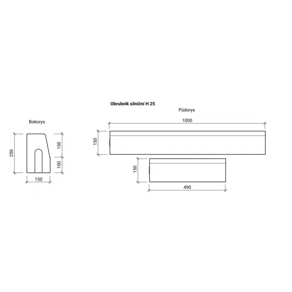 CSB-Obrubník H 15x25x50 půlka šedý/36ks