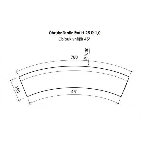 CSB-Obrubník H OBLOUK R1 vnější šedý /15ks