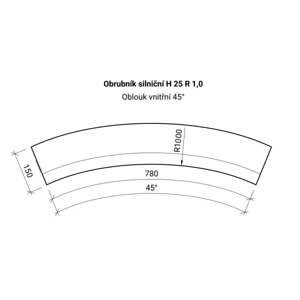 CSB-Obrubník H OBLOUK R1 vnitřní šedý /15ks
