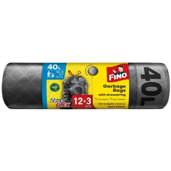 FINO Odpadkové pytle Zeus Flex zatahovací, černé 40l 12+3ks ZDARMA