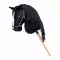 Hobby horse Cortez, černý kůň na tyči, provázková hříva