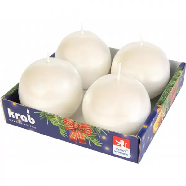 Svíčka adventní koule 60mm - bílá (4ks)