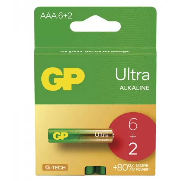 EMOS Baterie GP alkalická ULTRA AAA 6+2 ks (LR03) B02118