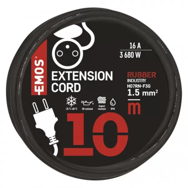 EMOS Prodlužka 1Z 10M 1,5MM GUMA P01710