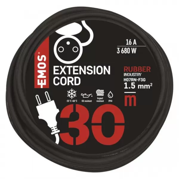 EMOS Prodlužka 1Z 30m 1,5mm guma P01730