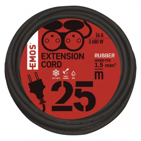 EMOS Prodlužka 2Z 25M 3x1,5 GUMA, IP 44 P0604
