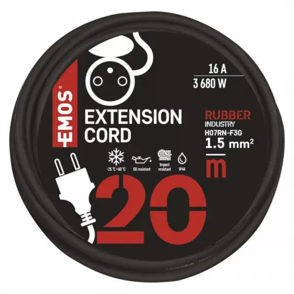 EMOS Prodlužka 1Z 20M 1,5MM GUMA P01720