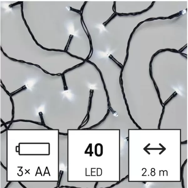 EMOS 40LED XMAS 3AA IP44 2,8M CW D4FC01