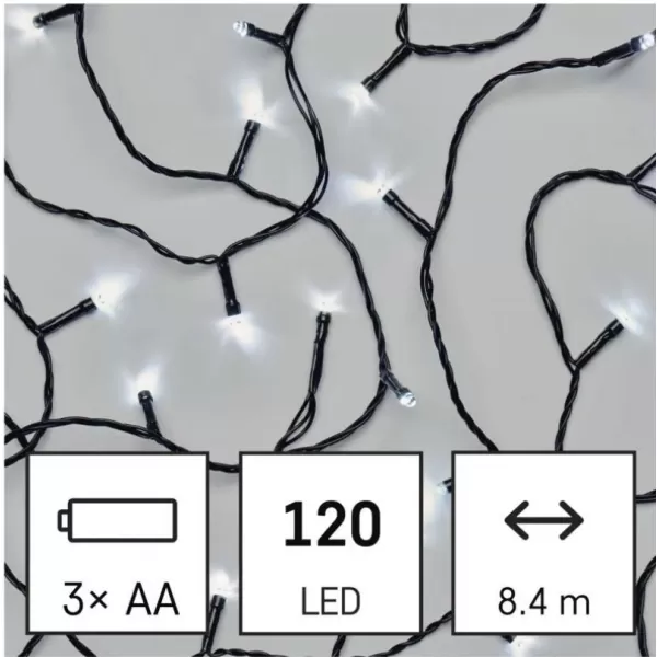 EMOS 120LED XMAS 3AA IP44 8,4M CW D4FC03