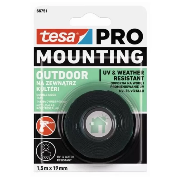Páska TESA montážní oboustranně lepící pěnová 66751, venkovní 1,5mx19mm zelená