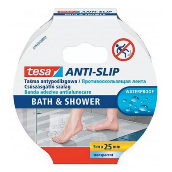 Páska TESA protiskluz.samolepící 55533,do koupelny 5m x25mm transparentní