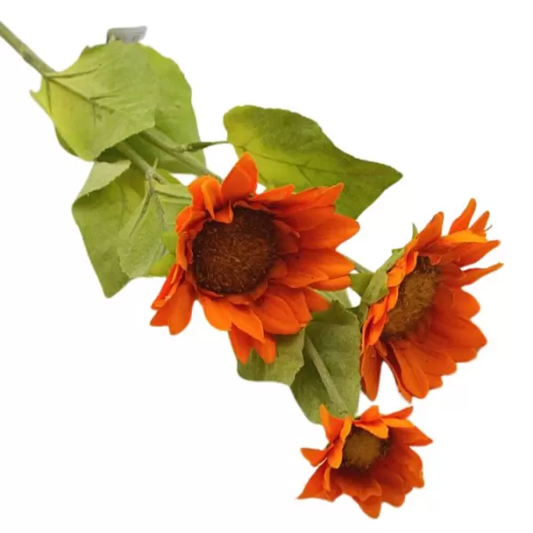 Dekorace - Slunečnice 3 květy 63cm sv.oranžová