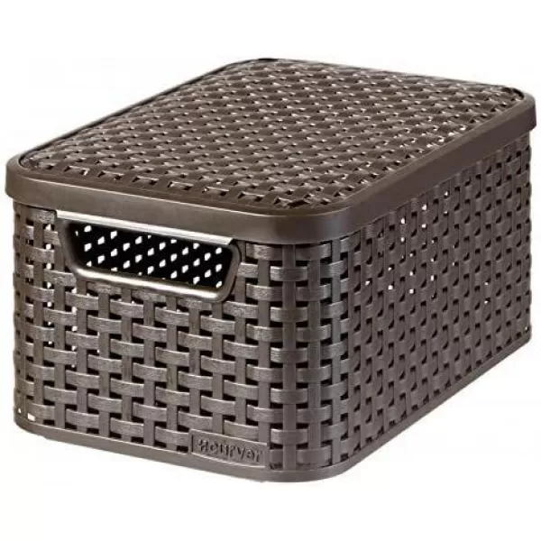 Box úložný RATTAN Style 2 - S hnědý s víkem