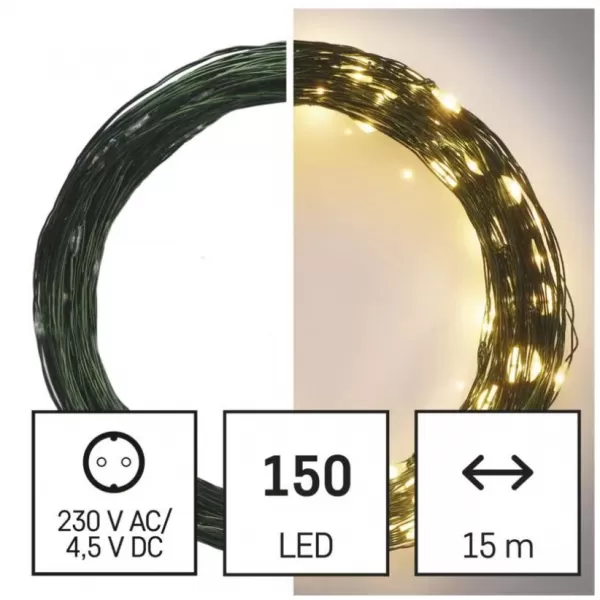 EMOS 150LED XMAS NANO IP44 15M G CW D3AW05