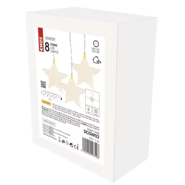 EMOS LED vánoční závěs – hvězdy, 45x84 cm, venkovní i vnitřní, teplá bílá (DCGW02)