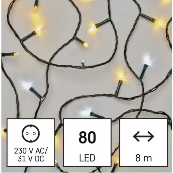 EMOS D4AN01 80LED XMAS CLS TIMER 8M WW/CW-osvětlení vánoční