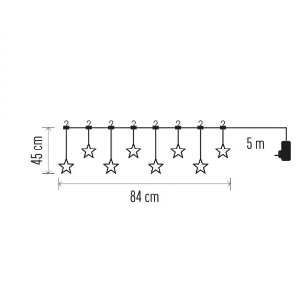EMOS LED vánoční závěs – hvězdy, 45x84 cm, venkovní i vnitřní, teplá bílá (DCGW02)