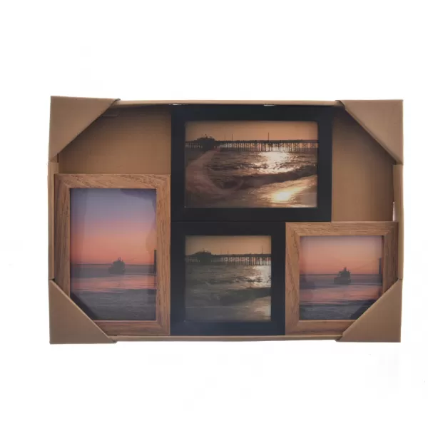 Fotorám UH 4 fotky hnědý/černý 35x2x35 cm