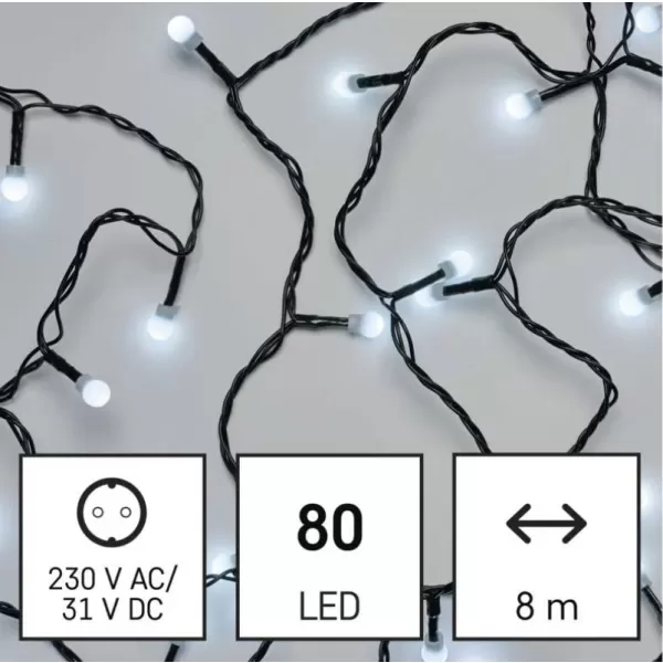 EMOS 80LED XMAS CHERRY TIMER 8m CW-světýlka