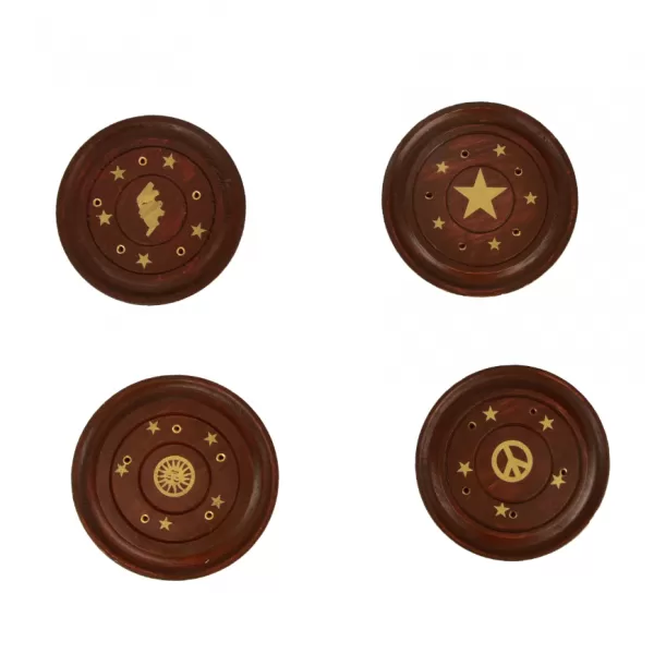 Stojánek na vonné tyčinky dřevo pr. 10cm 5ASS