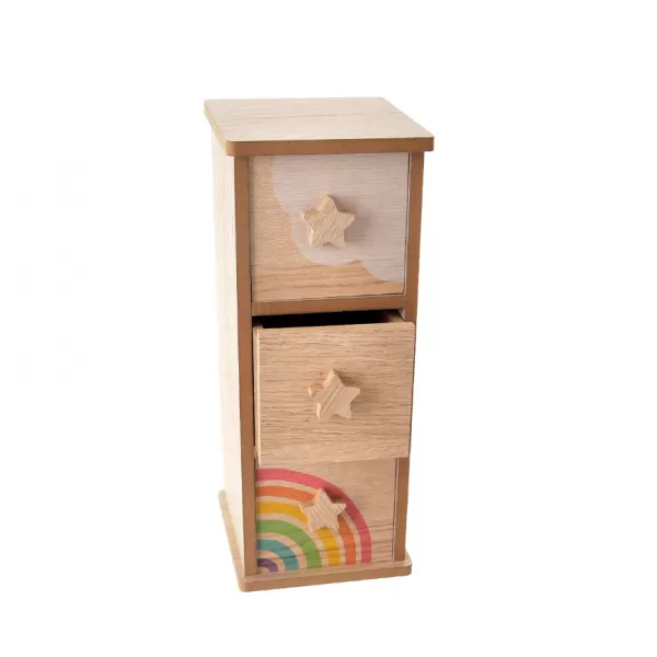 Box dřevo RAINBOW 3 šuplíky 12x10x27cm