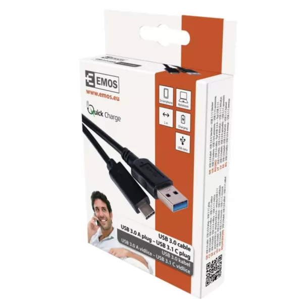 EMOS USB 3,0A/M-C/M 1M,černý SM7021BL