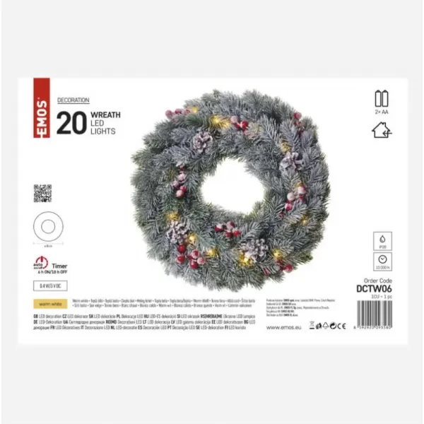 EMOS DCTW06 20LED XMAS WREATH DECO 2AA WW