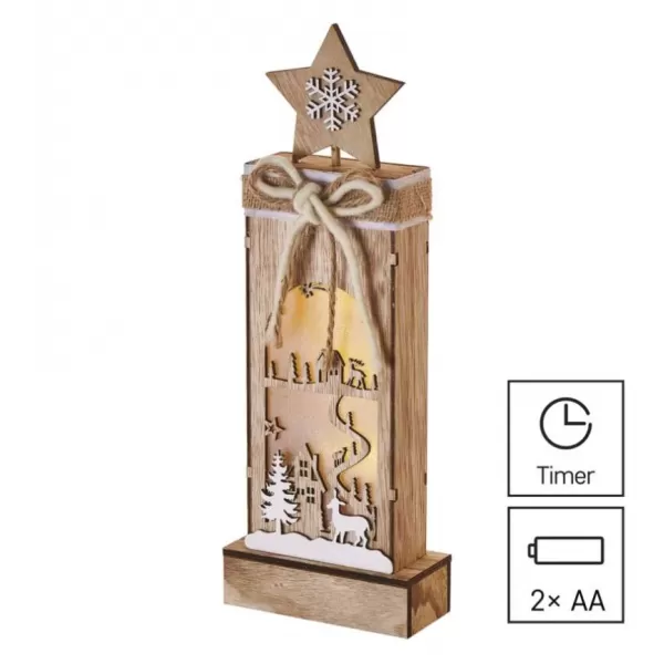 EMOS DCWW13 3LED XMAS WOOD STAR 2AA T WW-dekorace dřevěná hvězda
