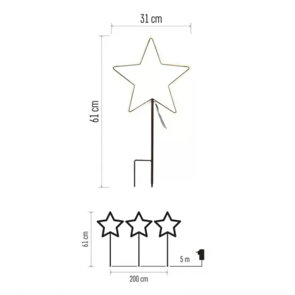 EMOS LED svítící zapichovací hvězdy, 61cm, venkovní a vnitřní, studená bílá (DCZC02)