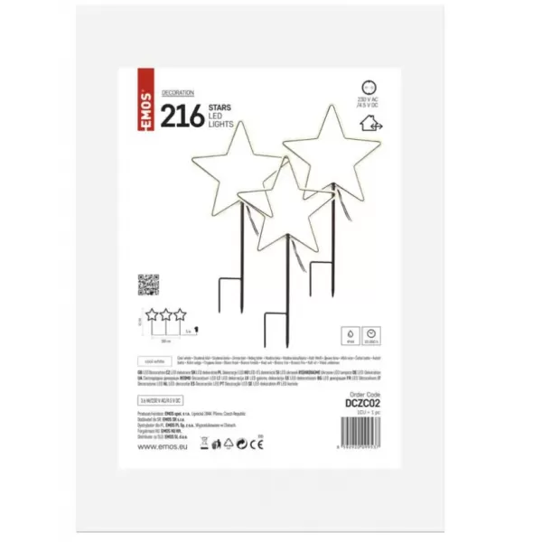 EMOS LED svítící zapichovací hvězdy, 61cm, venkovní a vnitřní, studená bílá (DCZC02)