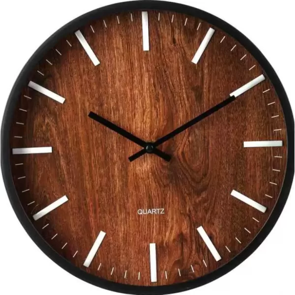 Hodiny nástěnné UH černé/hnědé pr. 30 cm
