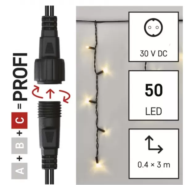 EMOS D2CW03 PROFI-CONN ICICLE 50LED 3M-BLACK-světýlka