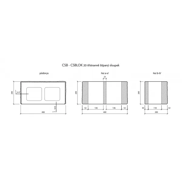 CSBLOK 20 sloupek okr /50ks