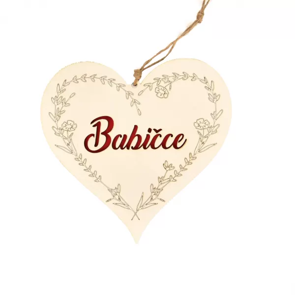 Srdce dřevo Babičce 18x18 cm