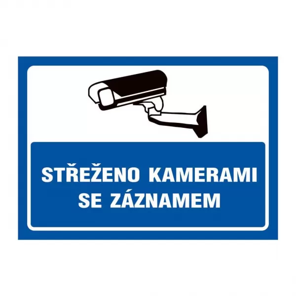 TABULE bezpečnostní - Střeženo kamerami se záznamem 04771 A5 modrá