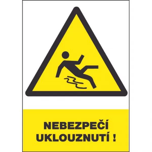 Tabulka bezpečnostní - Nebezpečí uklouznutí 12345