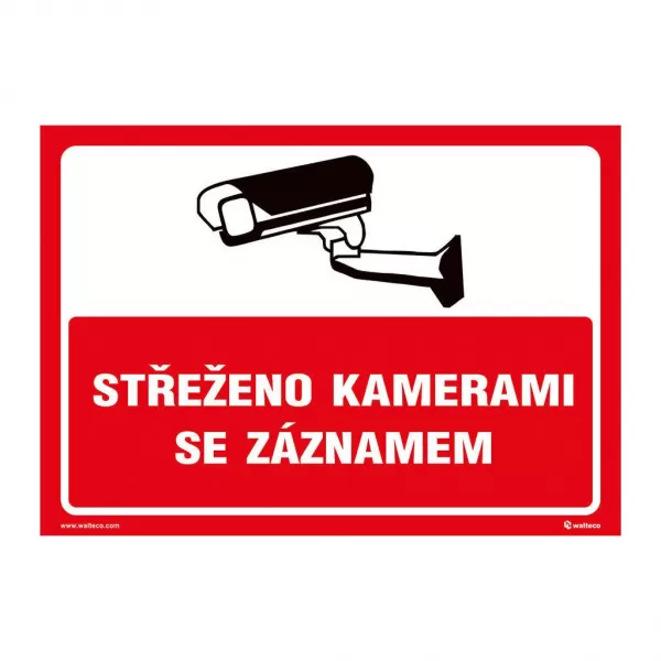 TABULE bezpečnostní - Střeženo kamerami se záznamem 04770 A5 červená