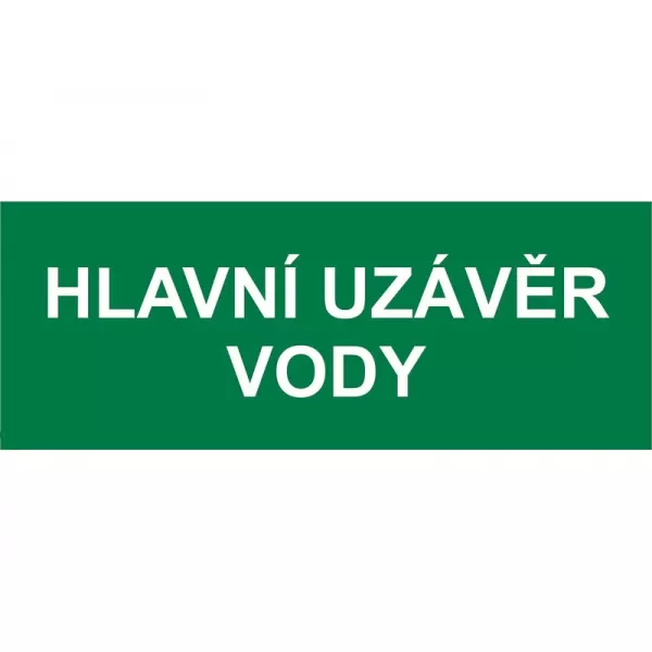Tabulka bezpečnostní-Hlavní uzávěr vody