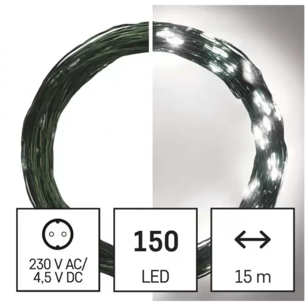 EMOS 150LED XMAS NANO IP44 15M G CW D3AC05
