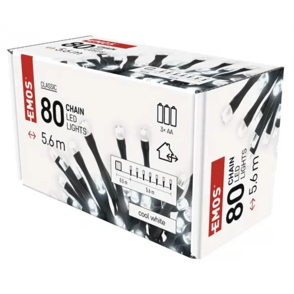 EMOS 80LED XMAS 3AA IP44 5,6M CW D4FC02
