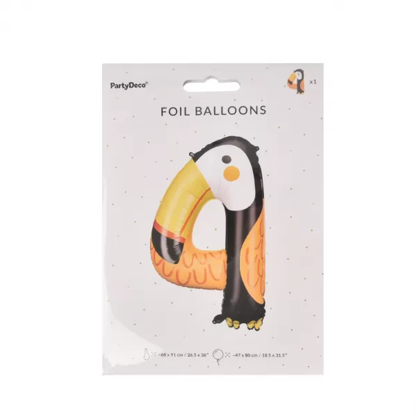 Balónek fólie číslo 4 tukan KIDS 68x91 cm