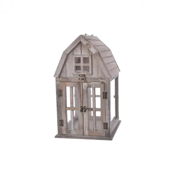 Lucerna dřevo hnědá střední 25x25x44 cm