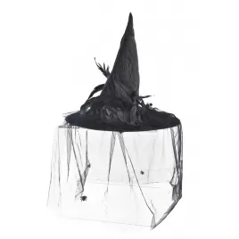 Klobouk polyester čarodějnice černý 38x38x36 cm