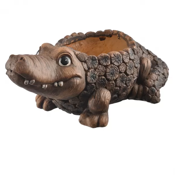 Květináč krokodýl ker. vzor dřevo RONA 51x28x21 cm