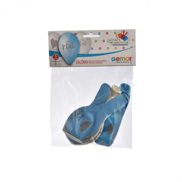 Balónek latex Je to kluk modrý/bílý 5 ks pr. 30 cm